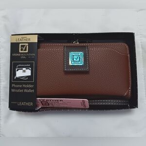 Stone Mountain Wallet Cornwall Phone Holder Wristlet, Bonded Leather, NWT